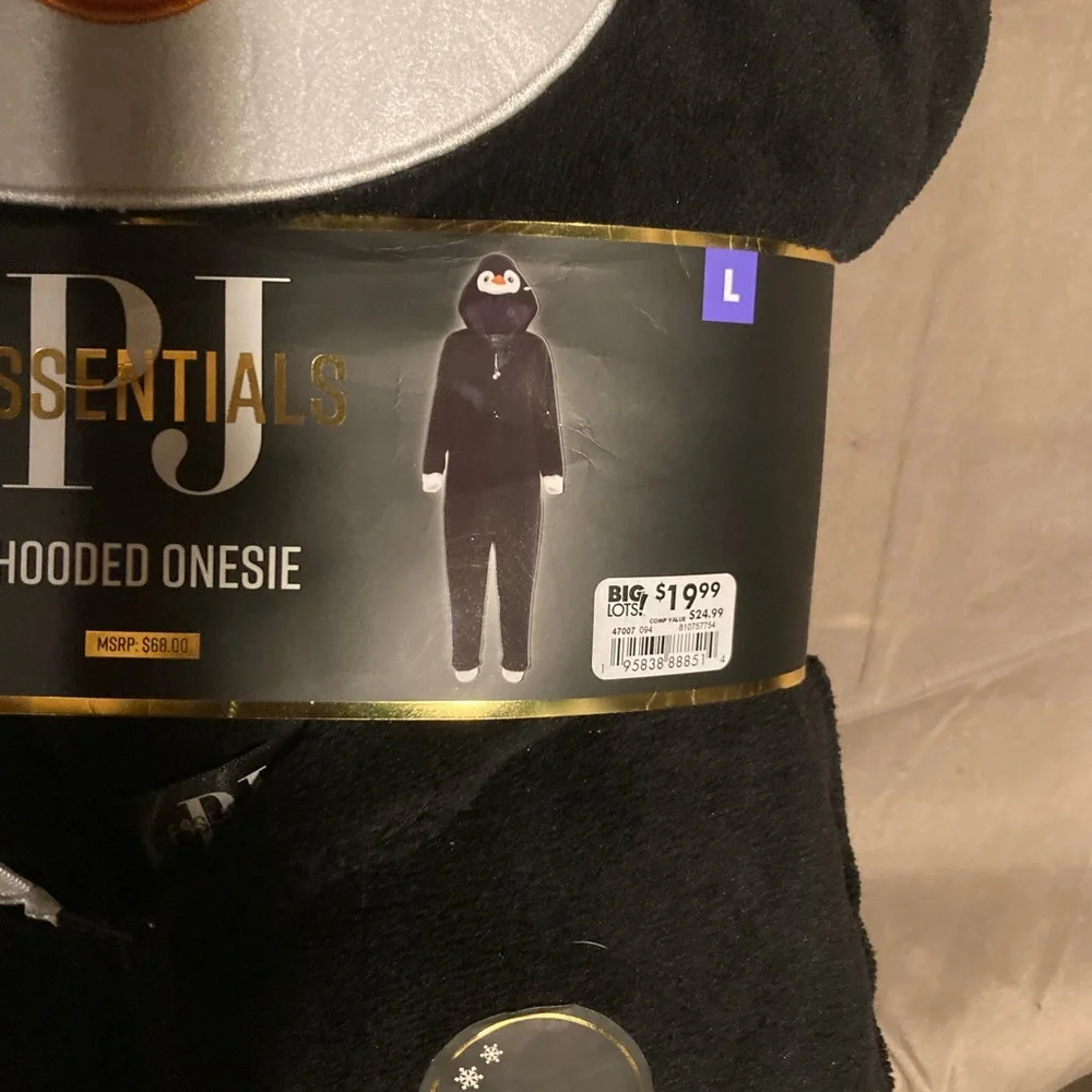 PJ Essentials Black Penguin Hooded Onesie - Picture 2 of 5